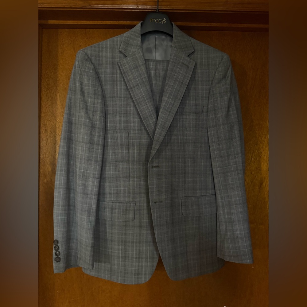 Calvin Klein Gray & Blue Stripped Slim Fit Suit 38S